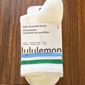 lululemon athletica White and Green Striped Socks